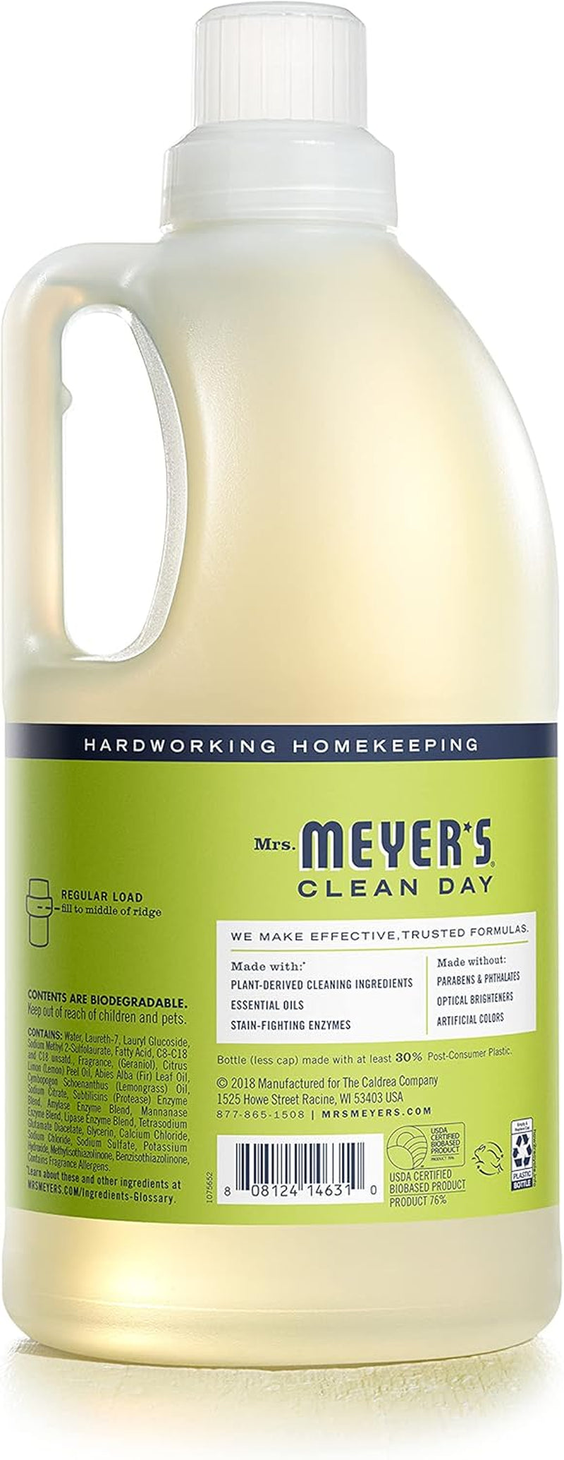 Mrs. Meyer'S Liquid Laundry Detergent, Biodegradable Formula Infused with Essential Oils, Lemon Verbena, 64 Oz (64 Loads)