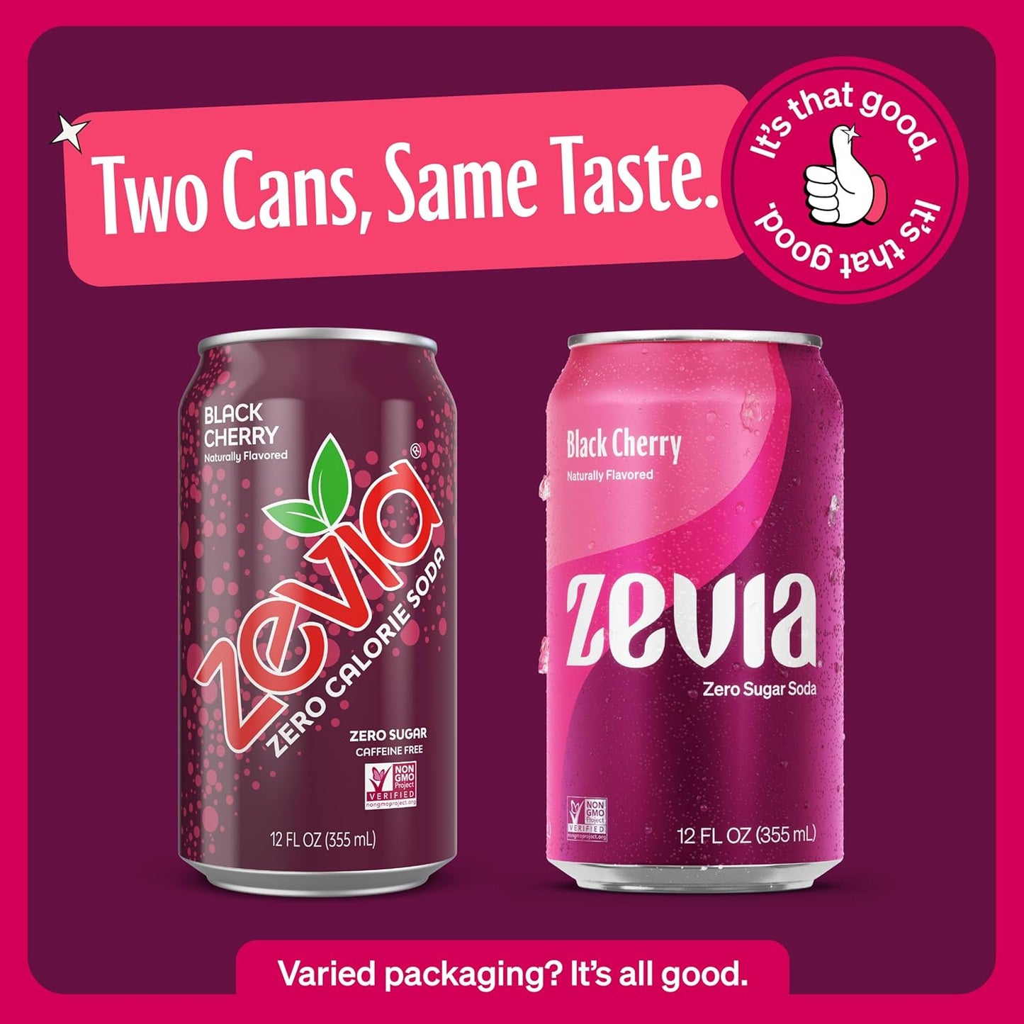 Zero Sugar, Black Cherry Soda, Caffeine Free, 12 Fl Oz Cans (Pack of 24)