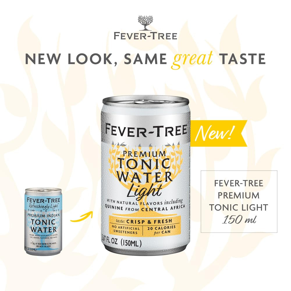 Light Tonic Water Cans, 5.07 Fl Oz (Pack of 24), Lower in Calories, No Artificial Sweeteners, Flavorings or Preservatives (Packaging May Vary)