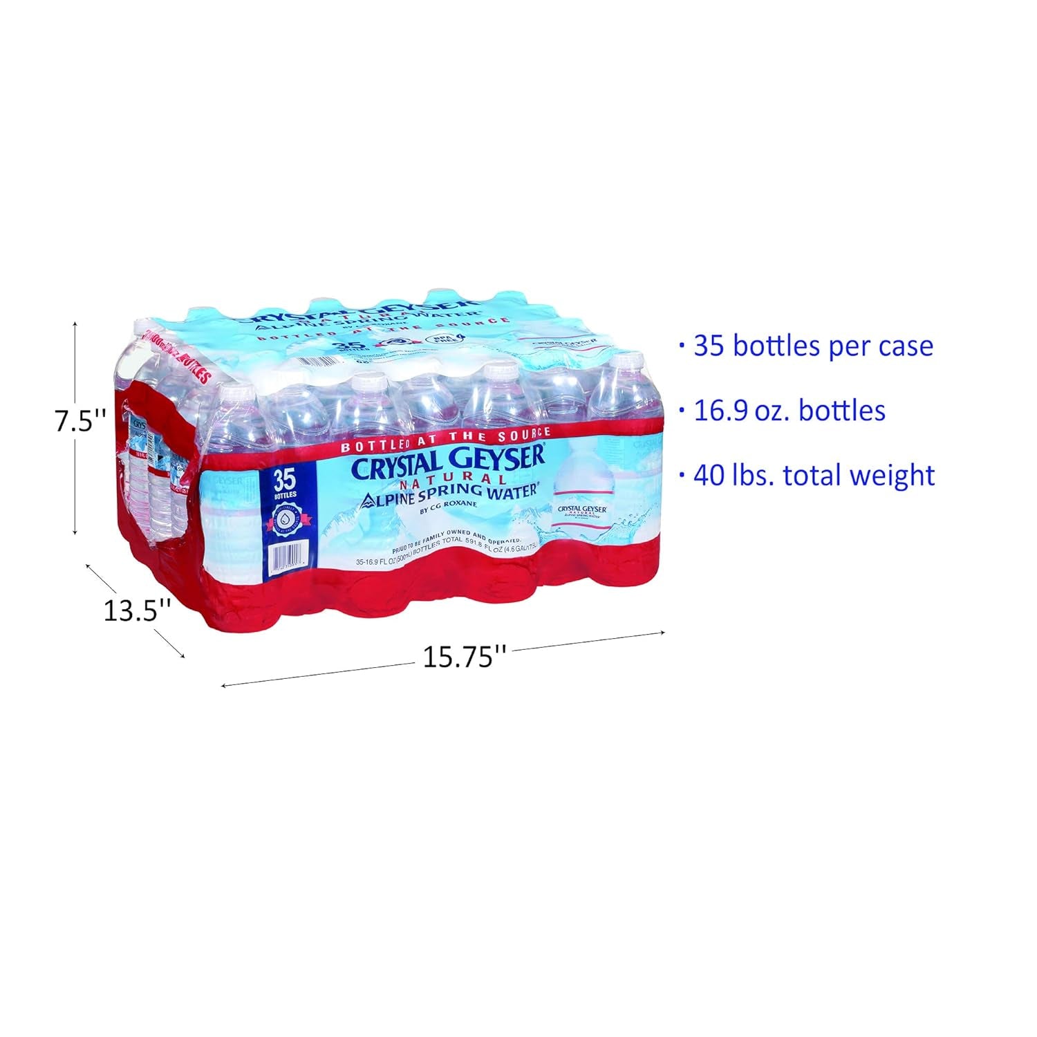 Alpine Spring Water,16.9 Fl Oz (Pack of 35),Bottled at the Source (075140350018)