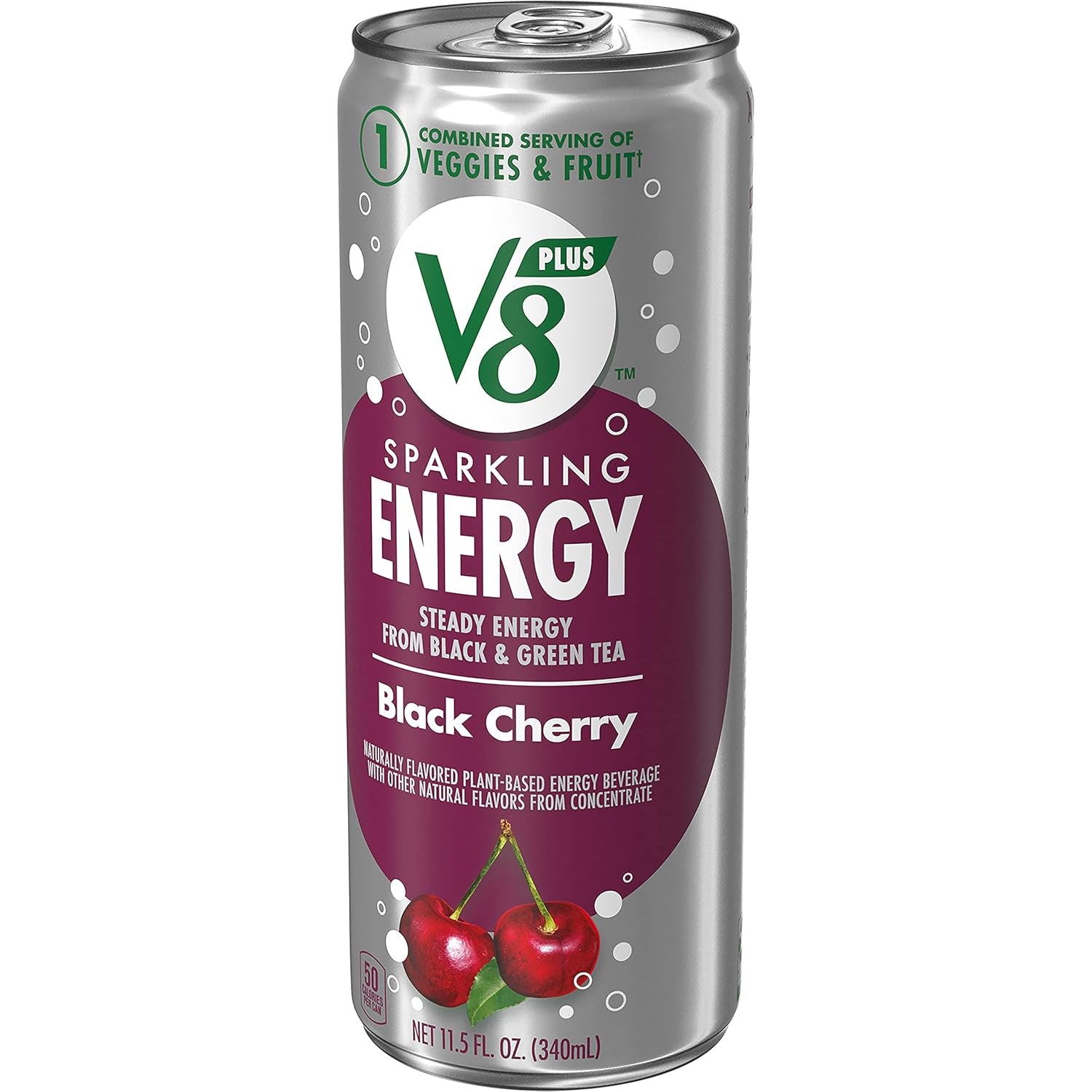 Sparkling Black Cherry Juice Energy Drink, 11.5 Fl Oz Can (12 Pack)