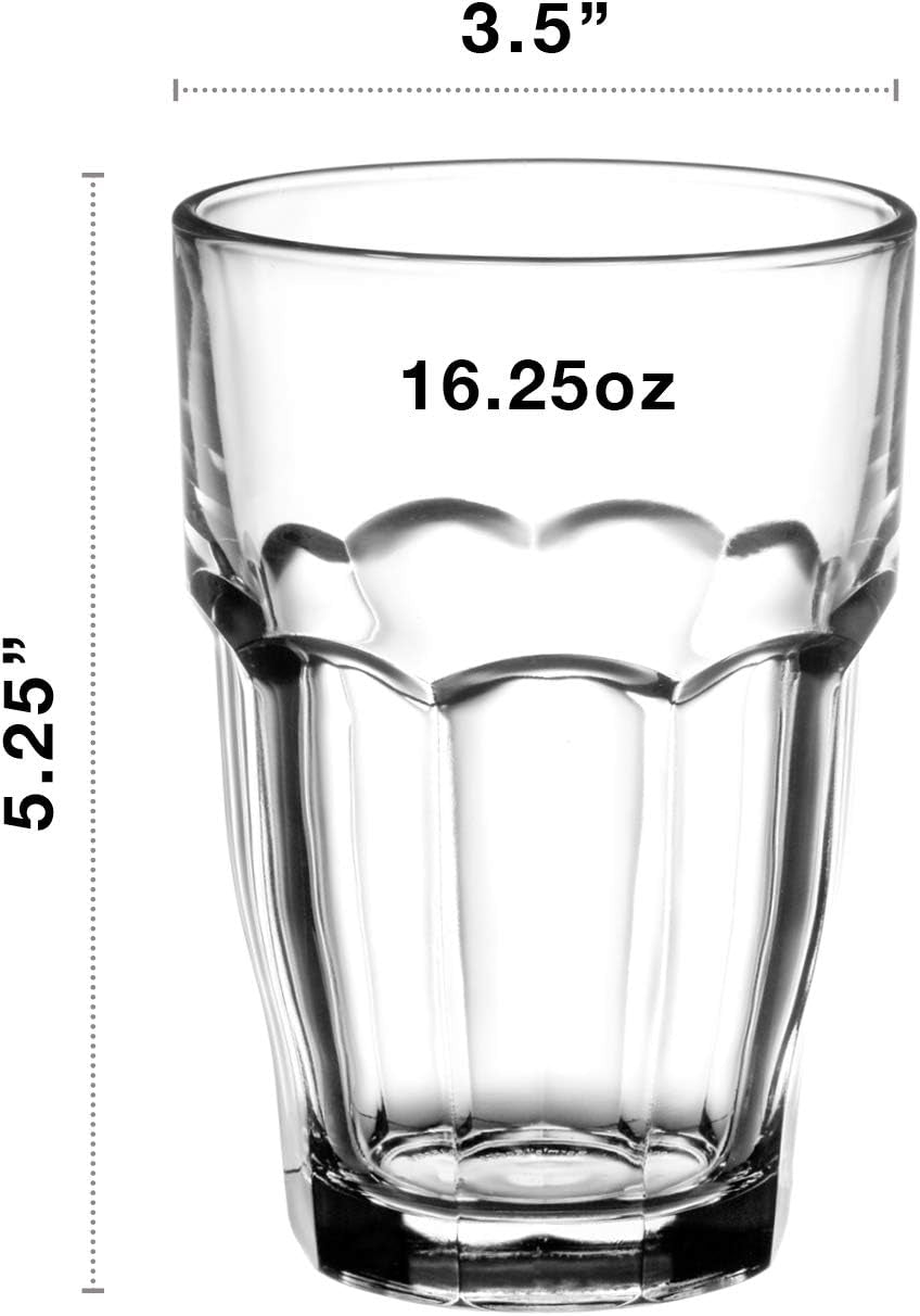 Rock Bar 16.25 Oz. Stackable Cooler Glass for Cold Drinks, Juices, and Cocktails, 6 Count (Pack of 1), Clear