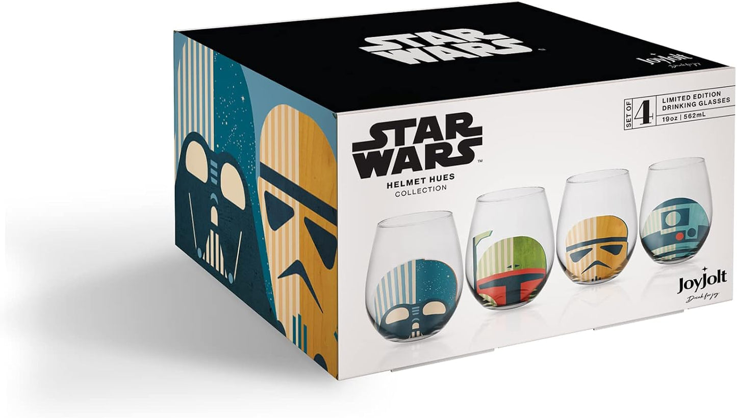 Star Wars™ Helmet Hues Tumblers Stemless Glasses. Set of 4 19Oz Stemless Drinking Glass, Star Wars Kitchen Glasses. Star Wars Gifts And, Star Wars Collectibles for Adults