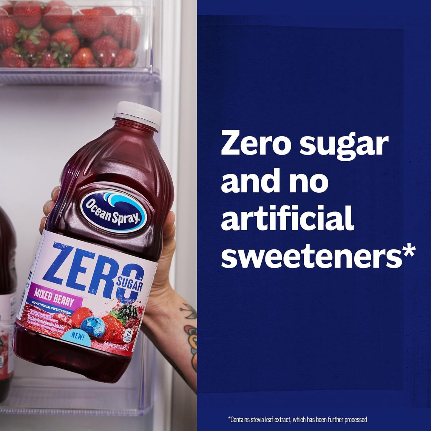 ® ZERO Sugar Mixed Berry Juice Drink, Cranberry Juice Drink Sweetened with Stevia, 64 Fl Oz Bottle