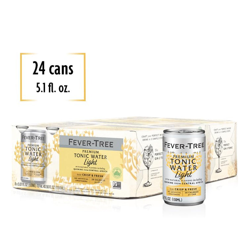 Light Tonic Water Cans, 5.07 Fl Oz (Pack of 24), Lower in Calories, No Artificial Sweeteners, Flavorings or Preservatives (Packaging May Vary)