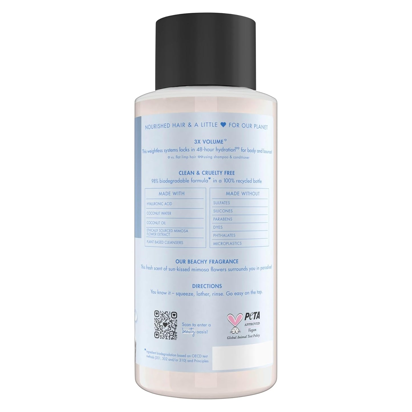 Weightless Volume Shampoo with Hylauronic Acid Coconut Water & Mimosa Flower for Thin and Fine Hair 13.5 Oz