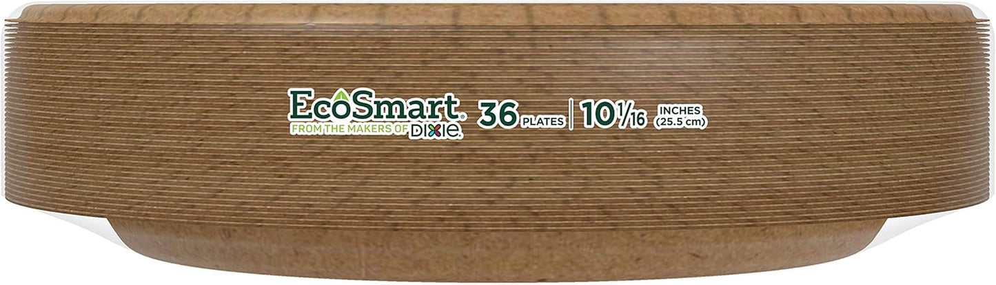 Ecosmart 100% Recycled Fiber Paper Plates, 10 In, 144 Count (Pack of 4), Large Disposable Plate Great for Breakfast, Lunch, and Dinner Meals