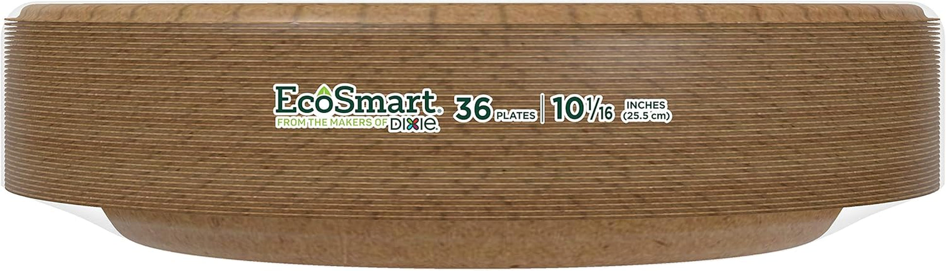 Ecosmart 100% Recycled Fiber Paper Plates, 10 In, 36 Count, Medium Disposable Plate Great for Light Breakfast, Lunch, and Dinner Size