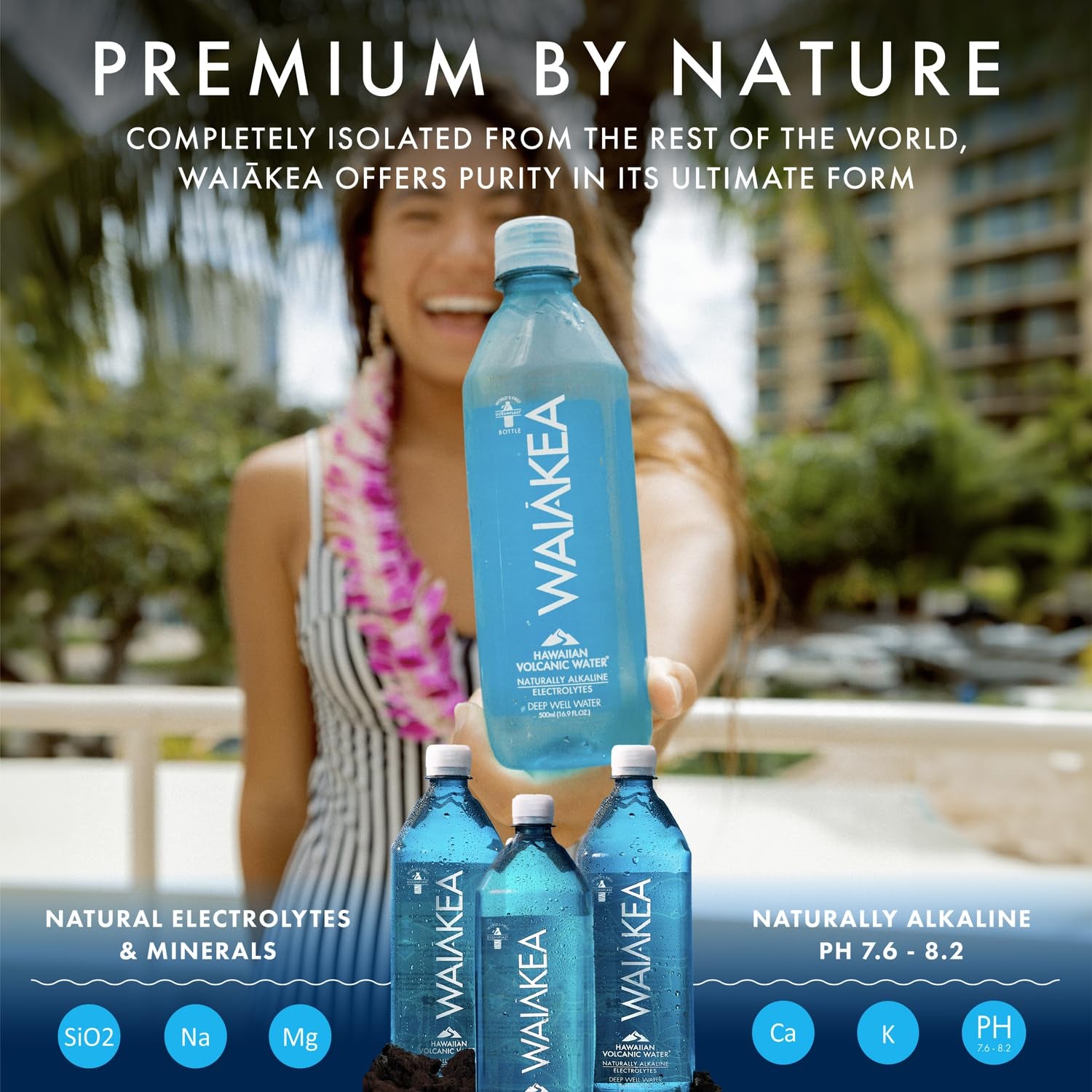 Hawaiian Volcanic Water, Naturally Alkaline, 100% Recycled Bottle, 1L (Pack of 12), 33.8 Fl Oz (Pack of 12)