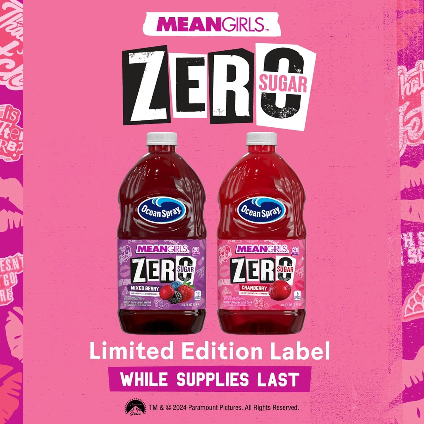 ® ZERO Sugar Mixed Berry Juice Drink, Cranberry Juice Drink Sweetened with Stevia, 64 Fl Oz Bottle